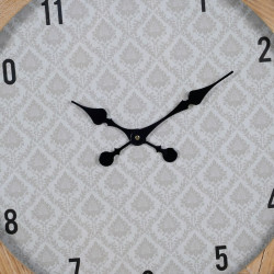 Wall Clock White Natural Wood Crystal 60 x 60 x 6,5 cm