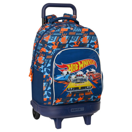 School Rucksack with Wheels Hot Wheels Speed club Orange 33 X 45 X 22 cm