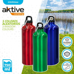 Water bottle Aktive 750 ml Snap hook Aluminium 7 x 25 x 7 cm (24 Units)