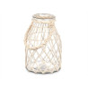 Candleholder Tin White Transparent Glass Rope 17 x 25 cm (4 Units)