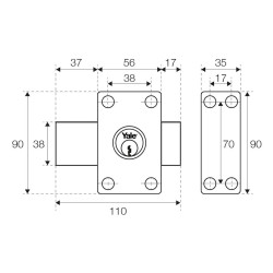 Lock Yale YV25DE-45 Beige Metal 19,5 x 7 x 14 cm Doors Ø 23 mm