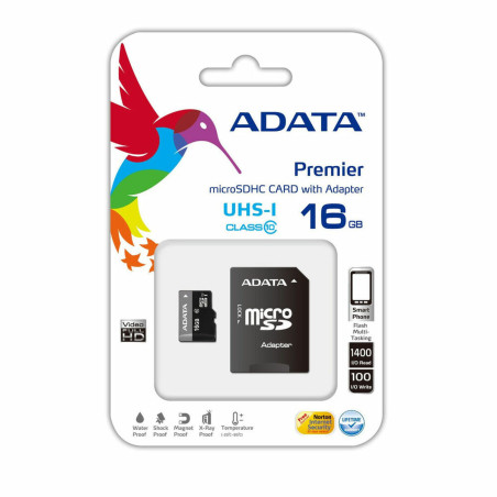 Micro SD Memory Card with Adaptor Adata CLASS10 16 GB