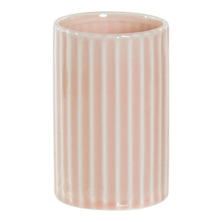 Toothbrush Holder DKD Home Decor Pink Plastic Stoneware 7,2 x 7,2 x 11,5 cm