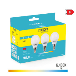 Pack of 3 LED bulbs EDM G 5 W E14 400 lm Ø 4,5 x 8 cm (6400 K)