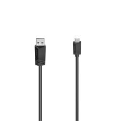 USB A to USB C Cable Hama 00200633 Black