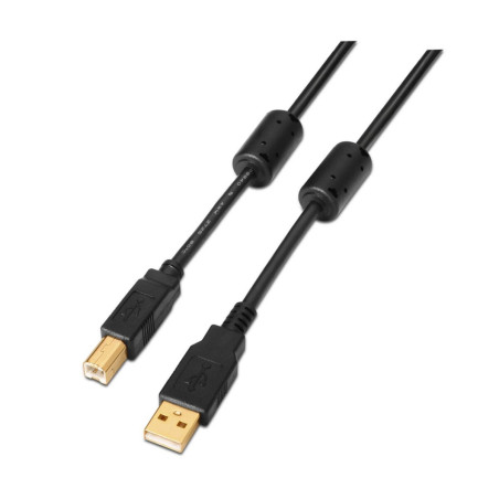 USB 2.0 A to USB B Cable Aisens A101-0010 Black 3 m