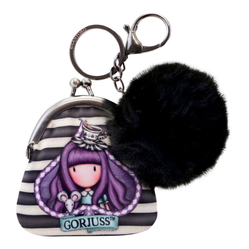 Purse Keyring Gorjuss A little more tea Purple Pompom