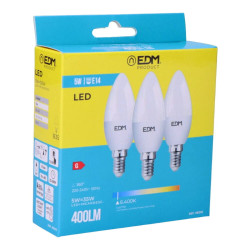 Pack of 3 LED bulbs EDM G 5 W E14 400 lm Ø 3,6 x 10 cm (6400 K)