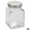 Jar Transparent Silver Metal Glass 100 ml 5,6 x 7,6 x 5,6 cm (6 Units)