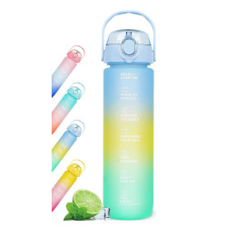 Bottle with Lid and Straw Bewinner Multicolour 800 ml