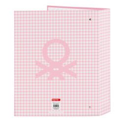 Ring binder Benetton Vichy Pink A4 (27 x 33 x 6 cm)