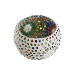 Candleholder DKD Home Decor White Multicolour Crystal 13 x 13 x 9 cm