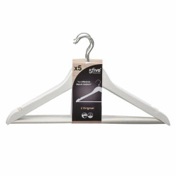 Set of Clothes Hangers 5five 44,5 x 23,5 x 1,5 cm Metal White 5 Units