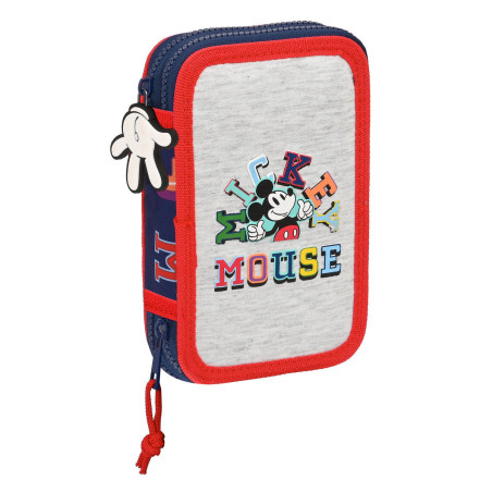 School Case with Accessories Mickey Mouse Clubhouse Only one Navy Blue 12.5 x 19.5 x 4 cm (28 Pieces)