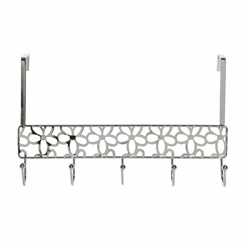 Door Coat Rack DKD Home Decor Silver Metal Plastic Flowers 32 x 10 x 19 cm