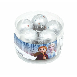 Christmas Bauble Frozen Memories Silver 10Units Plastic (Ø 6 cm)