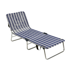 Beach sunbed Alco Multi-position White Navy Blue