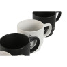 4 Piece Mug Set Home ESPRIT White Black Metal Porcelain 380 ml 13 x 9 x 9 cm