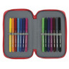 Double Pencil Case Real Sporting de Gijón Red 12.5 x 19.5 x 4 cm (28 Pieces)