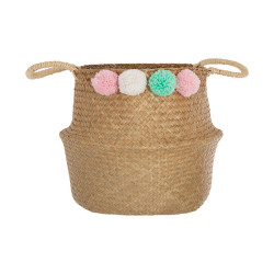 Multi-purpose basket Atmosphera Children's wicker Pompoms (34 x 28 x 34 cm)