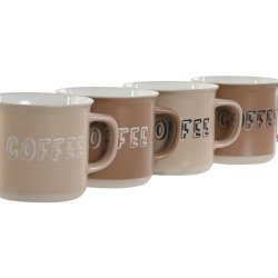 4 Piece Mug Set Home ESPRIT Brown Stoneware 285 ml 9 x 7 x 8 cm