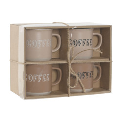 4 Piece Mug Set Home ESPRIT Brown Stoneware 285 ml 9 x 7 x 8 cm