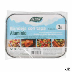 Tray with lid Algon Aluminium Rectangular 590 ml 19,5 x 14,5 x 4 cm (12 Units)