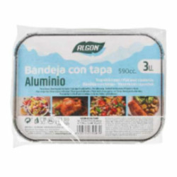 Tray with lid Algon Aluminium Rectangular 590 ml 19,5 x 14,5 x 4 cm (12 Units)