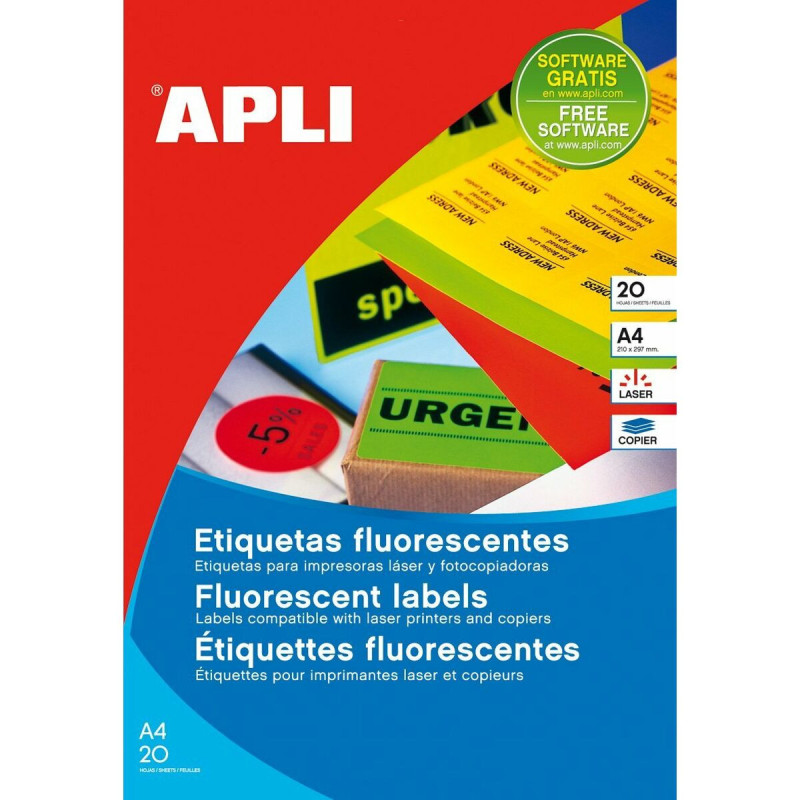 Printer Labels Apli     Red 210 x 297 mm