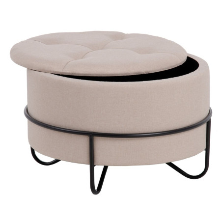 Pouffe 63 x 63 x 41 cm Synthetic Fabric Beige Metal