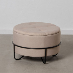 Pouffe 63 x 63 x 41 cm Synthetic Fabric Beige Metal