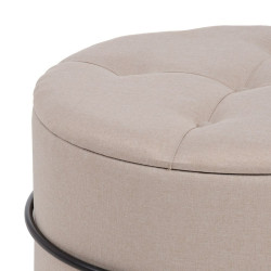 Pouffe 63 x 63 x 41 cm Synthetic Fabric Beige Metal