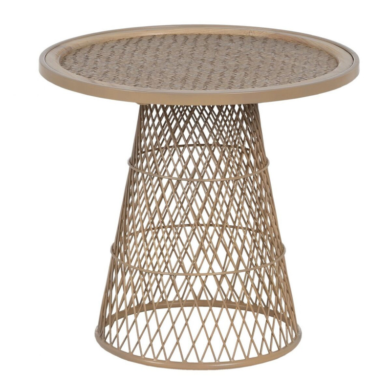 Side table Beige Iron Rattan 55 x 55 x 50 cm