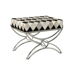 Bench DKD Home Decor   White Brown Black Silver White/Black Steel 53 x 40 x 43 cm