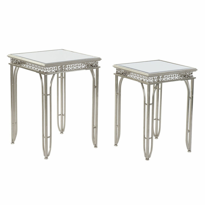 Side table DKD Home Decor Mirror Silver Metal (40 x 40 x 56 cm) (2 pcs) (35 x 35 x 51 cm)