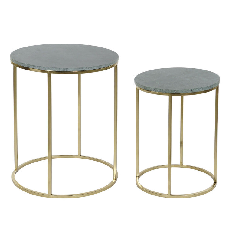 Set of 2 tables DKD Home Decor Green Golden 46 x 46 x 58 cm