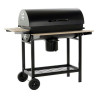 Coal Barbecue with Cover and Wheels DKD Home Decor Black Natural Wood Metal Steel 108 x 71 x 103 cm