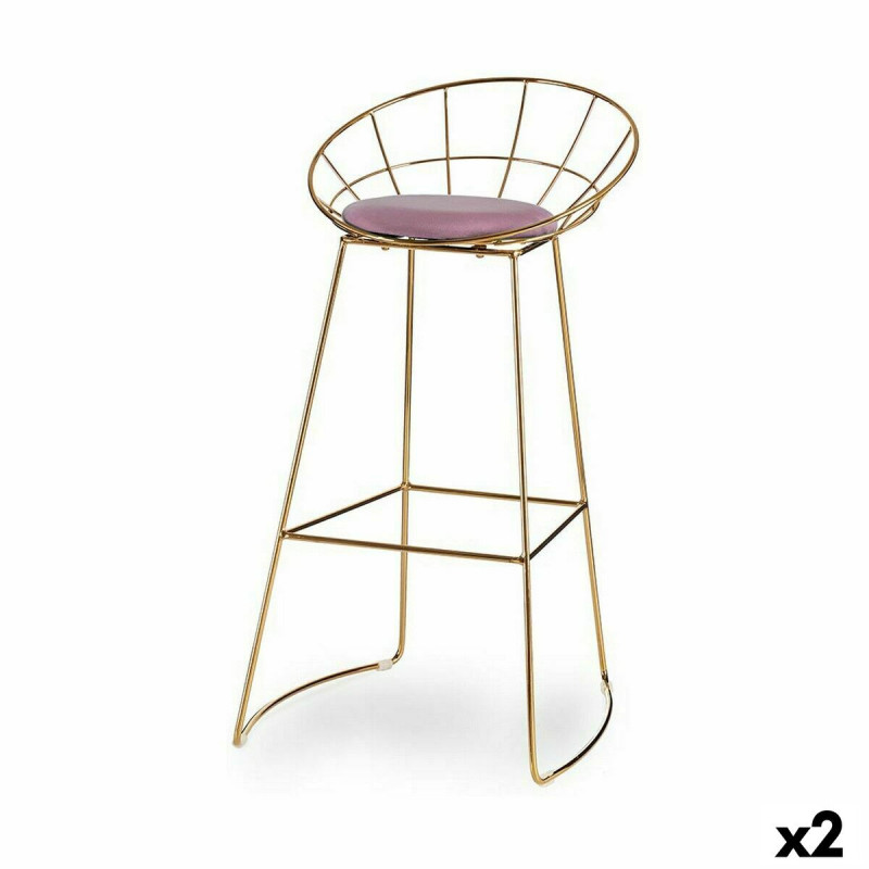 Stool Pink Golden Iron 51 x 94 x 52 cm (2 Units)