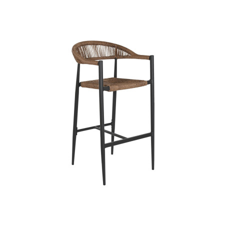 Stool Home ESPRIT Brown Black Aluminium Rattan 52 x 55 x 105 cm