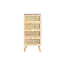 Chest of drawers DKD Home Decor White Rattan Paolownia wood 40 x 30 x 90 cm