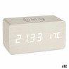 Table-top Digital Clock White PVC MDF Wood (15 x 7,5 x 7 cm) (12 Units)