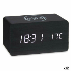 Alarm Clock with Wireless Charger Black