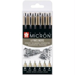 Set of Felt Tip Pens Talens Sakura Pigma Micron Fineliner Black