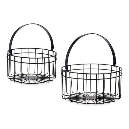 Basket Black Metal 25 x 27 x 25 cm (2 pcs)