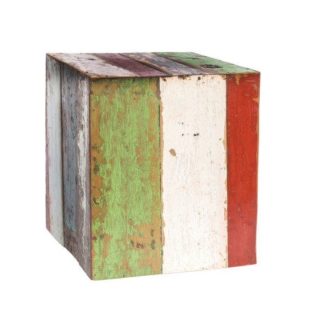 Stool Calypso Teak Multicolour 40 x 40 x 45 cm