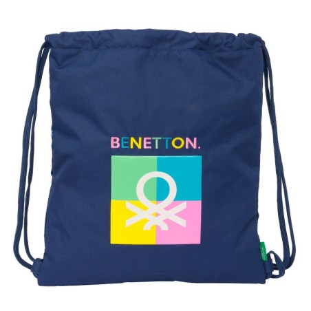 Backpack with Strings Benetton Cool Navy Blue 35 x 40 x 1 cm