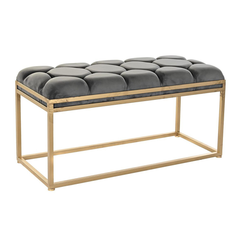 Bench DKD Home Decor   Golden Dark grey Polyester Metal 100 x 40 x 50 cm