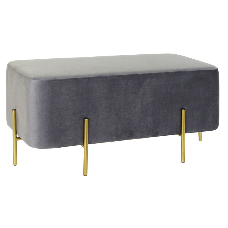 Bench DKD Home Decor Grey Multicolour Golden Metal 91 x 46,5 x 42 cm