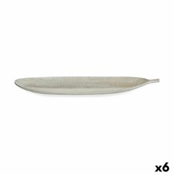 Tray White MDF Wood Leaf of a plant 59,5 x 3 x 21,6 cm Decoration (6 Units)