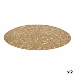 Table Mat Golden Plastic (Ø 38 cm) (12 Units)